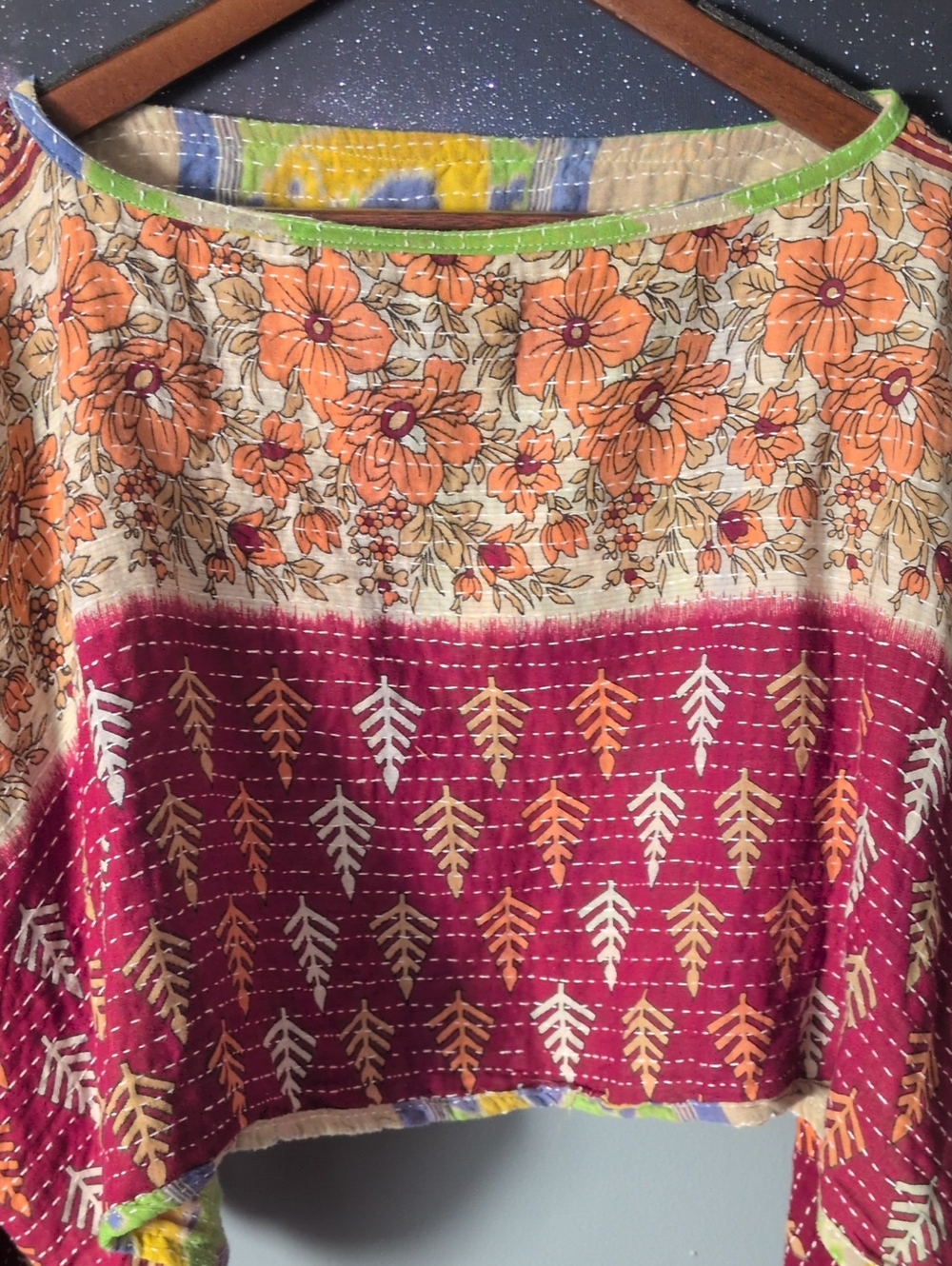 Kantha Bae Reversible Long Sleeve Crop Top